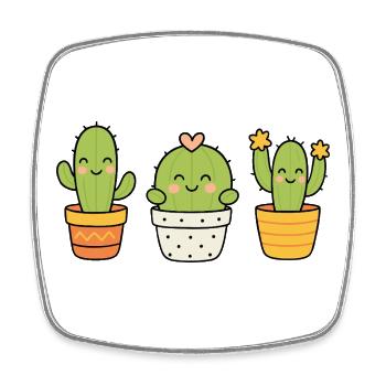 Cutie Cactus Trio - Square fridge magnet - white - Front