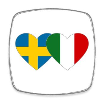 Schweden Italien Flagge Hände Herzform - Viereckiger Kühlschrankmagnet - Weiß - Vorne