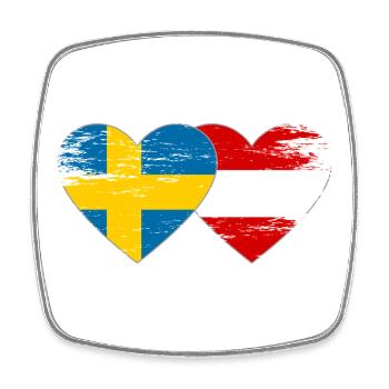 Sweden Austria Flag Heart used - Square fridge magnet - white - Front