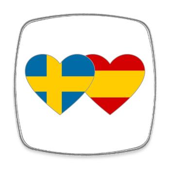Sweden Spain Flag Heart - Square fridge magnet - white - Front