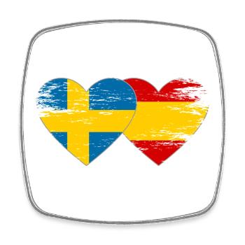 Suède Espagne Drapeau Coeur utilisé - Magnet carré - blanc - Devant