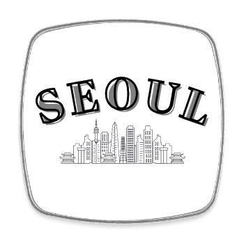 Seoul Skyline – Korea City Design - Square fridge magnet - white - Front