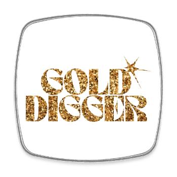 Gold Digger Glitter Text - Square fridge magnet - white - Front