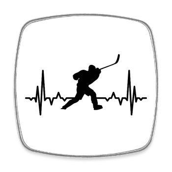 Eishockey Liebhaber Herzklopfen - Square fridge magnet - white - Front