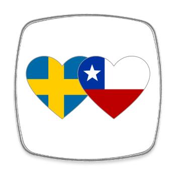 Schweden Chile Flagge Herz - Viereckiger Kühlschrankmagnet - Weiß - Vorne