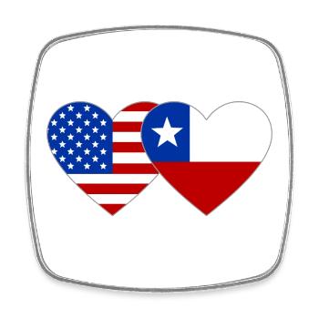 USA Chile Flagge Herz - Viereckiger Kühlschrankmagnet - Weiß - Vorne
