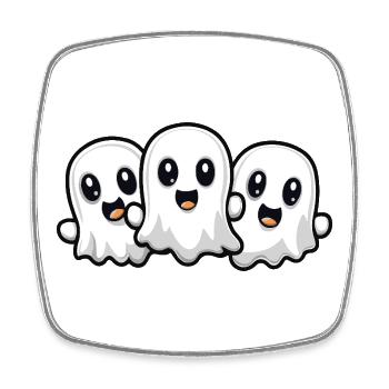 Fantômes Halloween Bande dessinée mignonne - Magnet carré - blanc - Devant