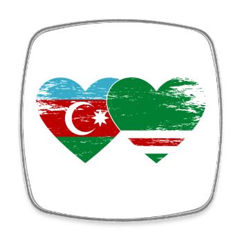 Azerbaïdjan Drapeau de la Tchétchénie Coeur utilisé - Magnet carré - blanc - Devant