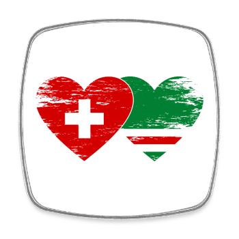 Switzerland Chechnya Flag Heart used - Square fridge magnet - white - Front