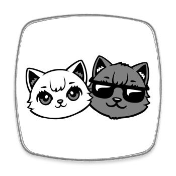 Süße Kätzchen Cooles Katerpaar Schwarz-Weiß Katzen - Viereckiger Kühlschrankmagnet - Weiß - Vorne