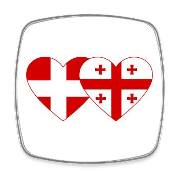 Danemark Géorgie drapeau coeur utilisé - Magnet carré - blanc - Devant