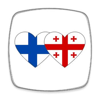 Cœur du drapeau de la Finlande Géorgie - Magnet carré - blanc - Devant