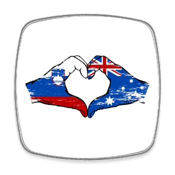 Australia Slovenia flags hands used - Square fridge magnet - white - Front