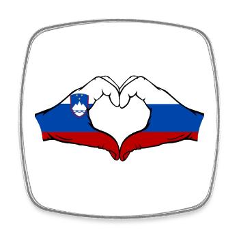 Slowenien Russland Flagge Herz - Viereckiger Kühlschrankmagnet - Weiß - Vorne