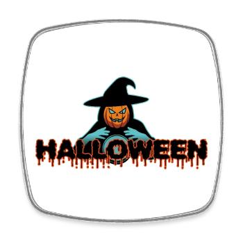 Citrouille Sorcière Fluide Halloween - Magnet carré - blanc - Devant