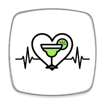 Margarita Heart Cocktail Lime - Square fridge magnet - white - Front