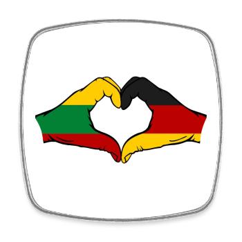 Lituanie Allemagne Drapeau Mains Coeur Forme - Magnet carré - blanc - Devant