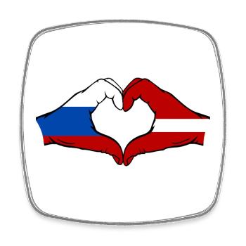 Russland_Lettland_Flagge_Hände_Herzform - Magnet carré - blanc - Devant
