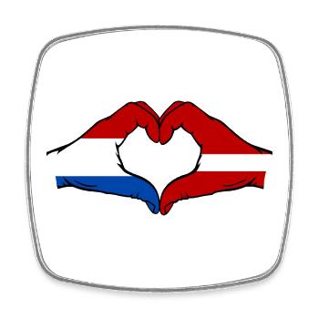 Holland Lettland Flagge Hände Herzform - Viereckiger Kühlschrankmagnet - Weiß - Vorne