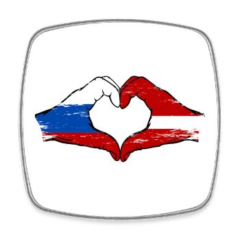 Russie Lettonie Drapeau Mains Coeur Forme - Magnet carré - blanc - Devant
