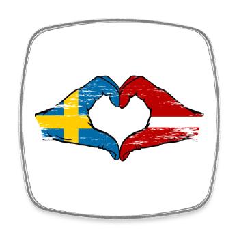 Suède Lettonie drapeau coeur utilisé - Magnet carré - blanc - Devant