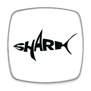 BLACK Shark Wortmarke Typografie mit Flosse - Viereckiger Kühlschrankmagnet - Weiß - Vorne