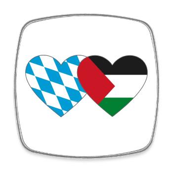 Bavaria Palestine Flag Heart - Square fridge magnet - white - Front
