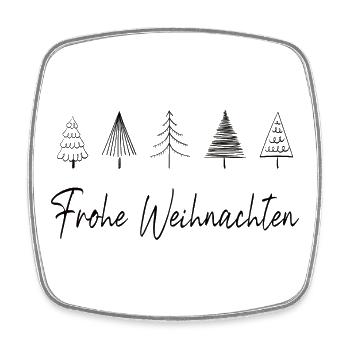 Merry Christmas Line Trees - Square fridge magnet - white - Front