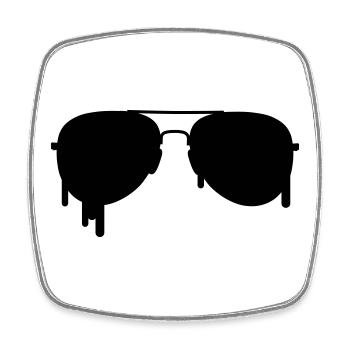 Pilot Brille - Viereckiger Kühlschrankmagnet - Weiß - Vorne