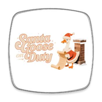 Santa Goose On Duty Weihnachten Geschenk - Viereckiger Kühlschrankmagnet - Weiß - Vorne