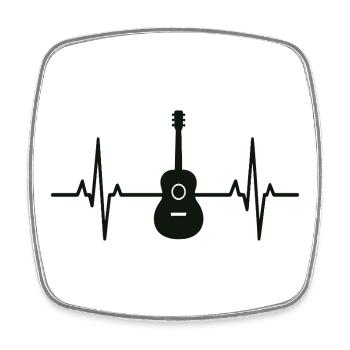 Guitar Heartbeat Rhythm - Square fridge magnet - white - Front