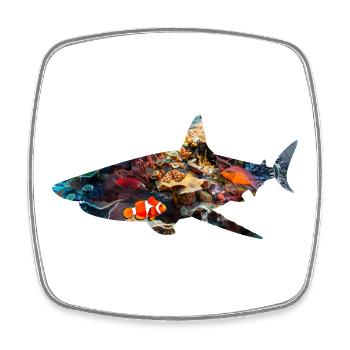 Korallenriff Hai-Fischsilhouette - Viereckiger Kühlschrankmagnet - Weiß - Vorne