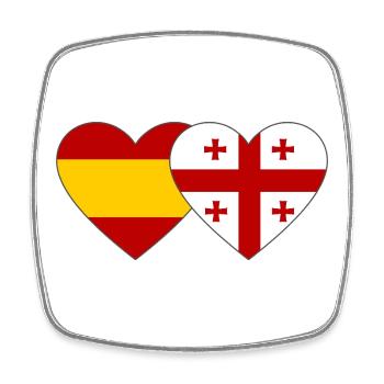 Espagne Géorgie Drapeaux Cœur - Magnet carré - blanc - Devant