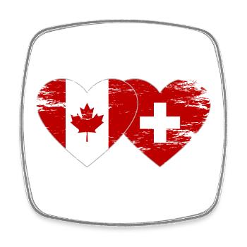 Cœur du drapeau Canada Suisse utilisé - Magnet carré - blanc - Devant