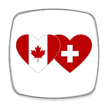 Canada Switzerland Flag Heart - Square fridge magnet - white - Front