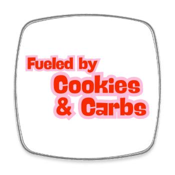 Fueled by Cookies & Carbs - Square fridge magnet - white - Front