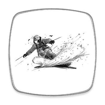 Snowboard - Viereckiger Kühlschrankmagnet - Weiß - Vorne