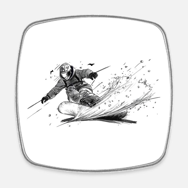 Snowboard - Viereckiger Kühlschrankmagnet - Weiß