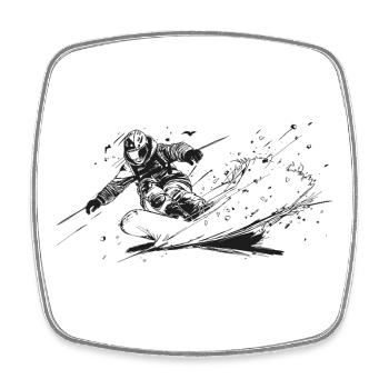 Snowboard - Viereckiger Kühlschrankmagnet - Weiß - Vorne