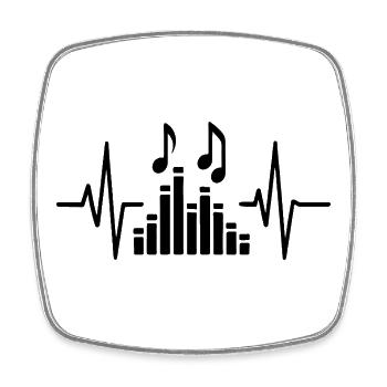Music Heartbeat, conception d’art au trait pour les musiciens - Magnet carré - blanc - Devant