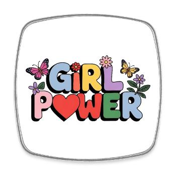 Girl Power Bloom Letters - Square fridge magnet - white - Front