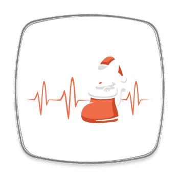 Chat de Noël en design de battement de cœur - Magnet carré - blanc - Devant