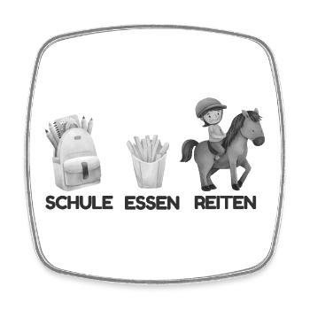 Schule Essen Reiten Motiv - Viereckiger Kühlschrankmagnet - Weiß - Vorne