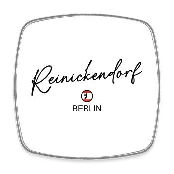 Reinickendorf - Drapeau de Berlin - Ours de Berlin - Magnet carré - blanc - Devant