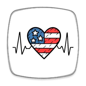 USA Heartbeat Line Amerikanische Flagge Love Design - Viereckiger Kühlschrankmagnet - Weiß - Vorne