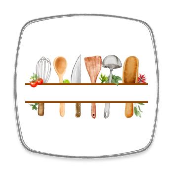 Cadeau cuisine watercolor personnalisé  - Magnet carré - blanc - Devant