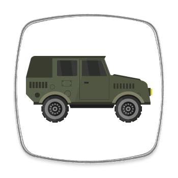 Jeep militaire - Magnet carré - blanc - Devant