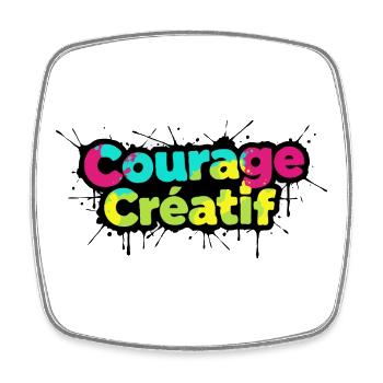 Courage Créatif Bunte Typografie - Viereckiger Kühlschrankmagnet - Weiß - Vorne