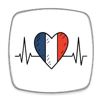 France Heartbeat Line Drapeau Français Love Design - Magnet carré - blanc - Devant