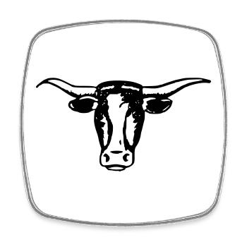 Longhorn Ochsenkopf - Viereckiger Kühlschrankmagnet - Weiß - Vorne